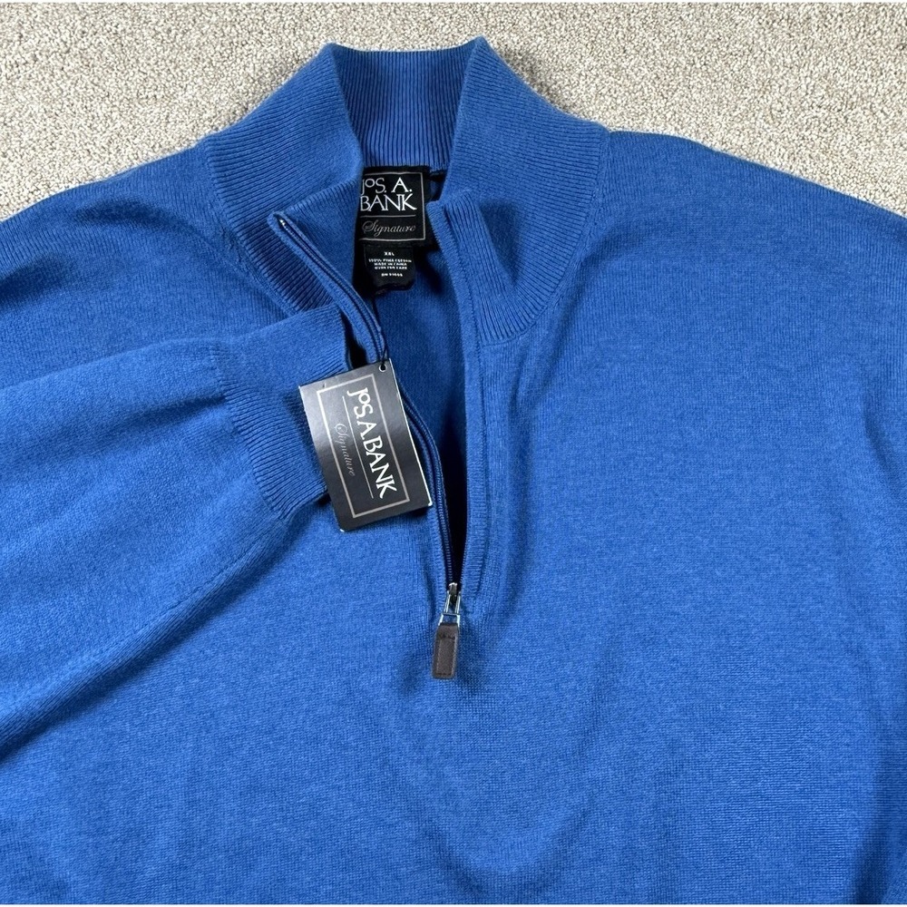 Jos. A.‎ Bank Signature Men's XXL Blue 1/4 Zip 100% Pima Cotton Sweater